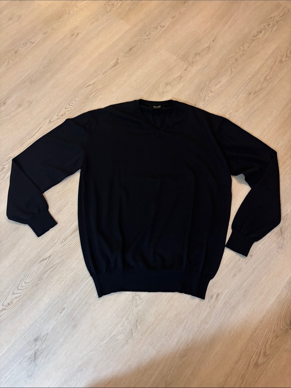 Mens XXL BLACK GIORGIOLINI made in Italy sweater 100% FINE merino WOOL NO flaws